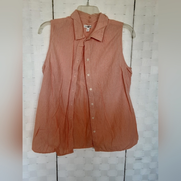 Croft & Barrow Coral Striped Sleeveless Blouse XL - Picture 1 of 5